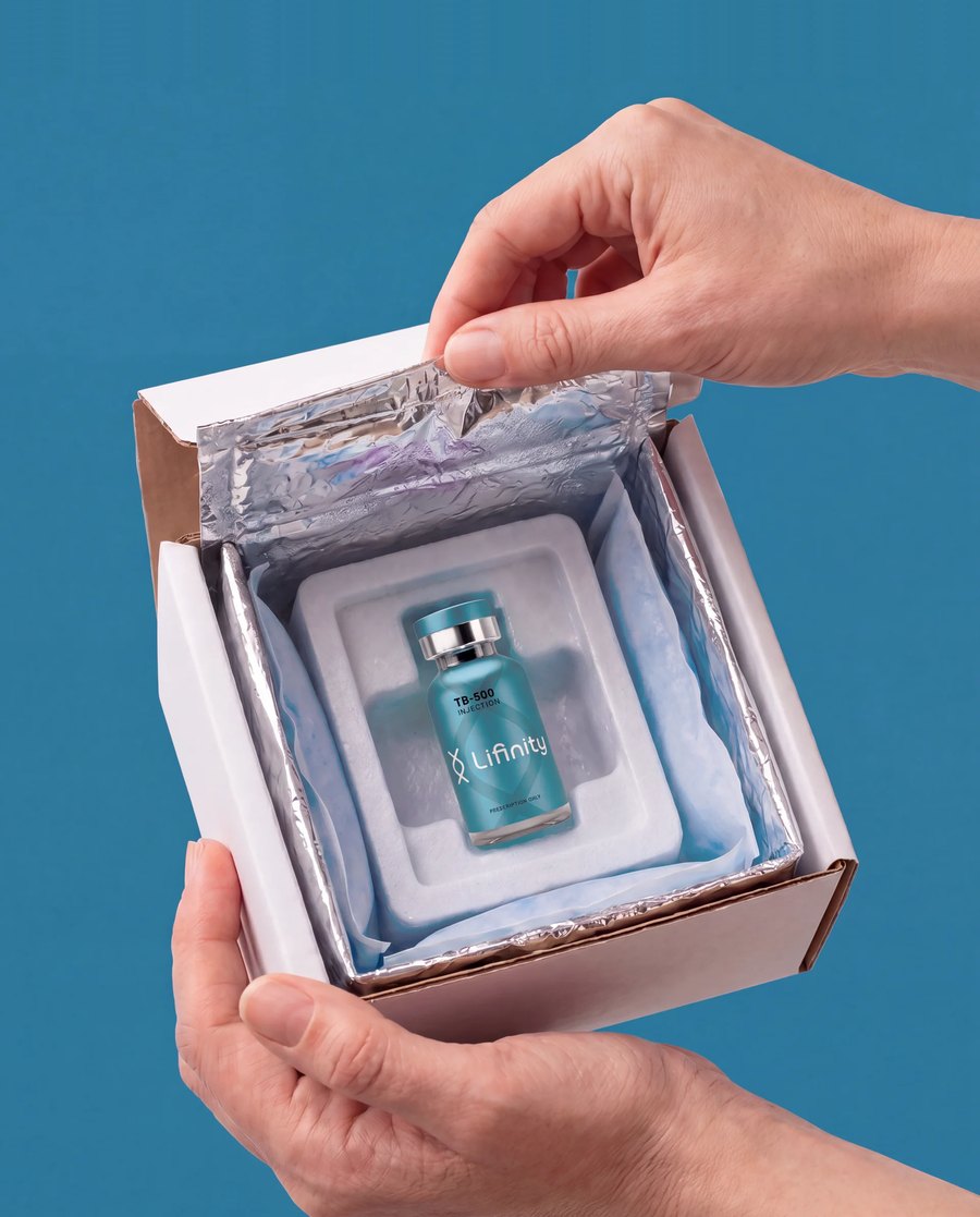 Hands opening a cold-chain Lifinity shipment